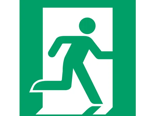 Pictogram bordje Djois Nooduitgang rechts 200x200mm groen