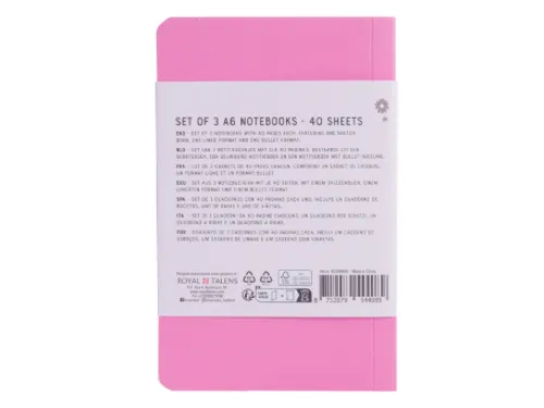 Notitieboek Bruynzeel A6 40vel glitter assorti set van 3 stuks