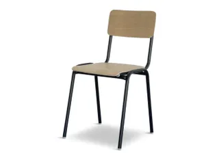 Bezoekersstoel,4Voeten Ronde Buis Zwart,Zitting/Rug Natuur - 1