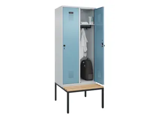 locker met bank,HxBxD 2120x800x815mm,2vak,vak B 400mm,draaigrendel - 1