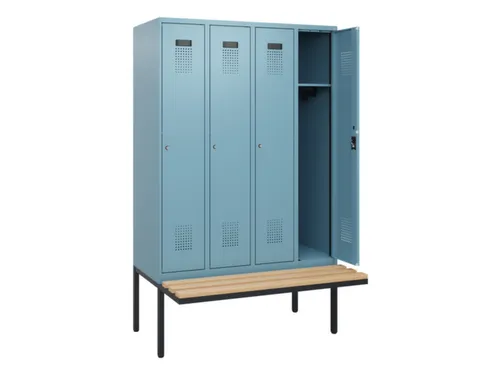 locker met bank,HxBxD 1950x1200x815mm,4vak,vak B 300mm,cilinderslot