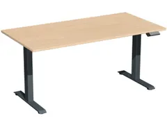 Elektrisch ihv bureau,HxBxD 730-1230x1600x800mm,blad beuken