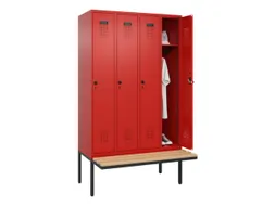 locker met bank,HxBxD 2120x1200x815mm,4vak,vak B 300mm,draaigrendel