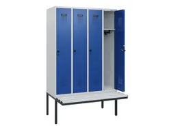 locker met bank,HxBxD 1950x1200x815mm,4vak,vak B 300mm,draaigrendel