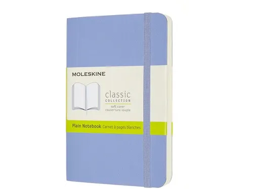 Notitieboek Moleskine pocket 90x140mm blanco soft cover hydrangea blue