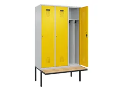 locker met bank,voor scheiding van kleding,HxBxD 2120x1200x815mm,3vak