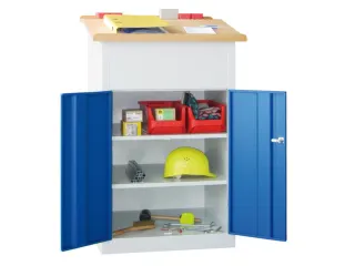 Massieve Lessenaarkast 1100/1200x700x600mm Ral 7035 Front Ral 5010 - 3