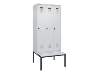locker met bank,voor scheiding van kleding,HxBxD 2120x900x815mm,3vak - 2