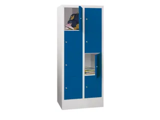 lockerkast,HxBxD 1518x600x500mm,2x4vakken,RAL7035,front RAL5010 - 1