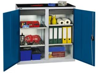 Materiaalkast 1000x1000x500mm 4legborden Uitschuifbaar 2laden Ral5010 - 2