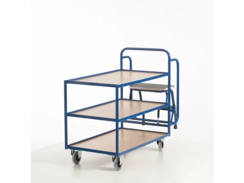 Orderverzamelwagen 990x590mm Totale H 1135mm 3 Etages Hout Ral5010