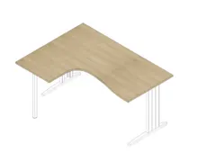 hoek-bureau,HxBxD 730x1600x1200mm,blad eiken,verdieping links