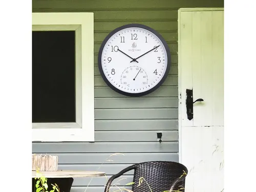 Buitenklok Nextime dia 30.5cm Marigold met temperatuur cijfers, zwarte