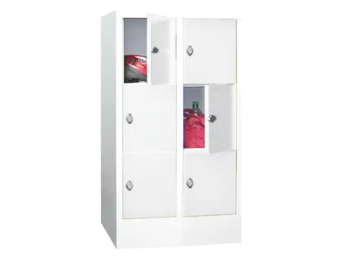 lockerkast,HxBxD 1187x600x500mm,2x3vakken,RAL7035,front RAL5010