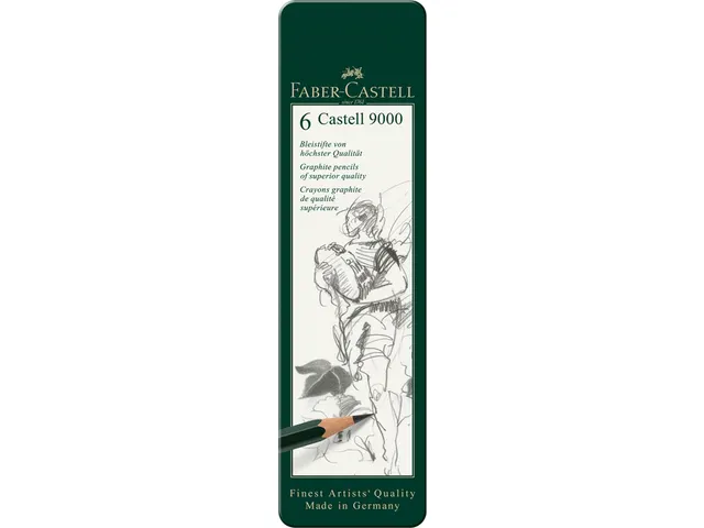 Potlood Faber-Castell 9000 6 hardheden in blik
