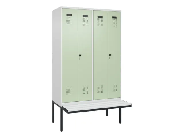 locker met bank,voor scheiding van kleding,HxBxD 2120x1200x815mm,4vak