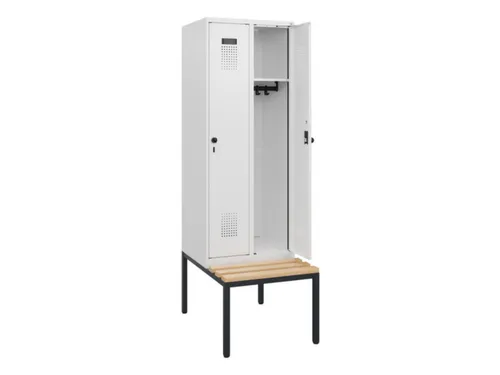 locker met bank,HxBxD 1950x600x815mm,2vak,vak B 300mm,draaigrendel