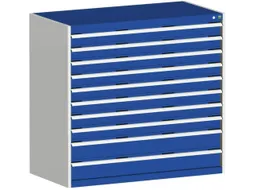 ladekast HxBxD 1200x1300x650mm 10laden RAL7035 front RAL5010