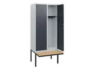 locker met bank,HxBxD 1950x800x815mm,2vak,vak B 400mm,cil.-slot - 2