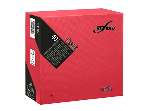 Infibra I-0457 P-to-P Servet 38x38cm 1/4 vouw 2-Laags Rood 1440 Stuks