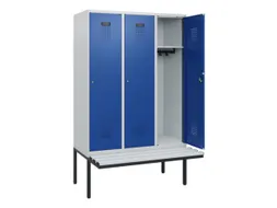locker met bank,HxBxD 1950x1200x815mm,3vak,vak B 400mm,cilinderslot