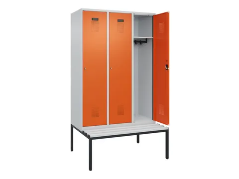 locker met bank,HxBxD 2120x1200x815mm,3vak,vak B 400mm,cilinderslot