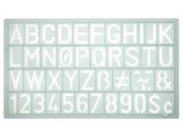 Sjabloon Westcott cijfers en letters 20mm hoog. 190X90mm, transparant