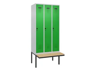 locker met bank,HxBxD 2120x900x815mm,3vak,vak B 300mm,draaigrendel - 3