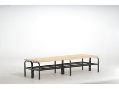 banc double HxLxP 450x1500x700mm barrettes en bois RAL7016