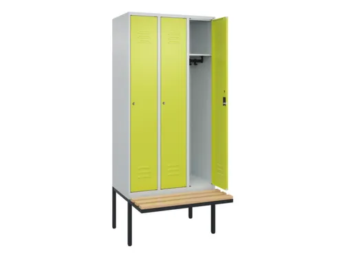 locker met bank,HxBxD 2120x900x815mm,3vak,vak B 300mm,cil.-slot