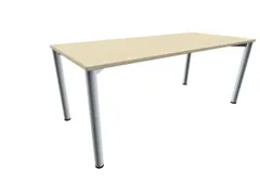 vergadertafel HxBxD 72x180x80cm rechthoekig Esdoorn 4voeten Alu