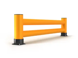 aanrijdbeveiligingsplank,dubbele plank,HxL 600x2500mm,HDPE,geel/zwart - 1