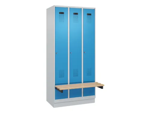 locker met bank,HxBxD 1950x900x815mm,3vak,vak B 300mm,cilinderslot
