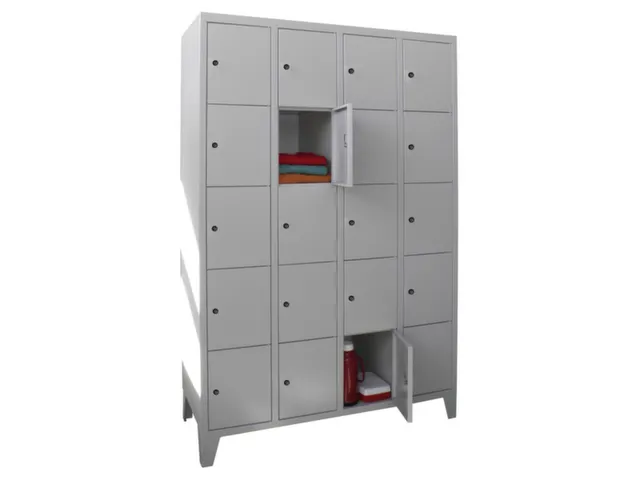 lockerkast,RAL 7035,HxBxD 1850x1200x500mm,4x5vakken,vak B 300mm