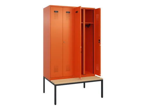 locker met bank,voor scheiding van kleding,HxBxD 2120x1200x815mm,4vak