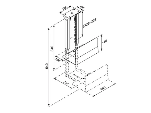 CPU houder CPU-D200 tot 30kg max. 23x54cm Zwart