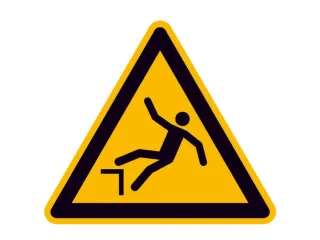 waarschuwingsbord,v. binnen/buiten,Waarschuwing voor valgevaar - 1