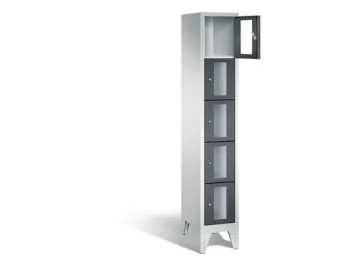 Lockerkast 1850x320x500mm 1x5 vakken Cilinderslot Poten, RAL7021