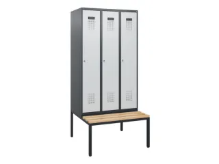 locker met bank,HxBxD 1950x900x815mm,3vak,vak B 300mm,cilinderslot - 2