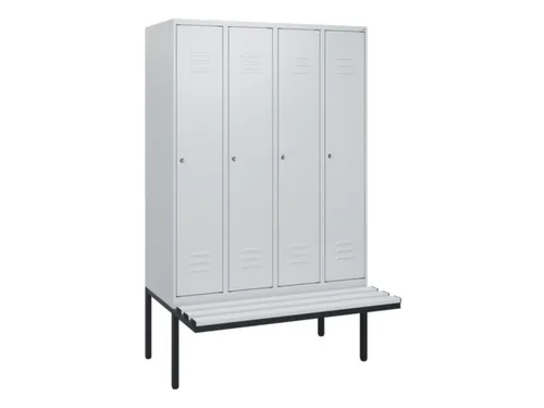 locker met bank,HxBxD 1950x1200x815mm,4vak,vak B 300mm,cil.-slot