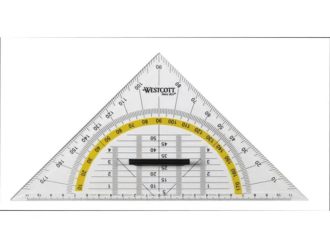 Geodriehoek Westcott 22cm met greep in polybag