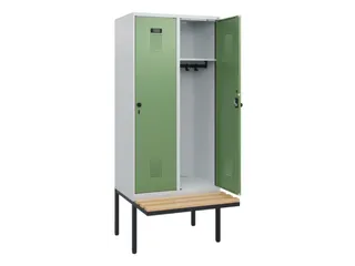 locker met bank,HxBxD 1950x800x815mm,2vak,vak B 400mm,draaigrendel - 1