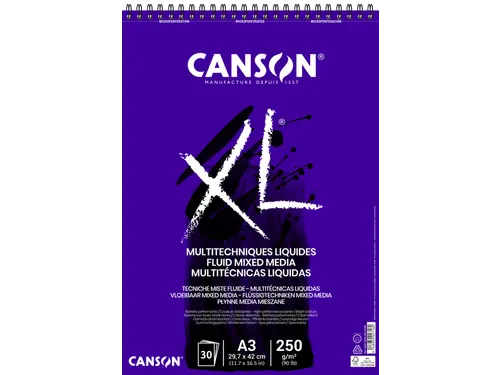 Mixed mediapapier Canson XL Fluid Mixed Media 30vel 250gr A3 extra wit