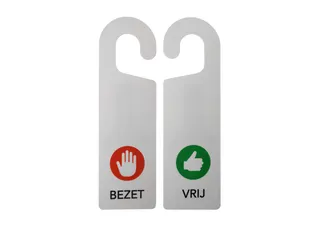 Kunststof deurhanger 250x75mm Vrij - Bezet Wit 10 stuks - 1