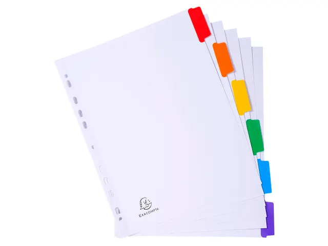 Tabblad Karton 160 Gram A4 + index 6 tabs wit