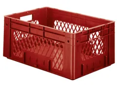 Euronorm Stapelkrat 270x600x400mm 50l Opengewerkt/Bodem Gesl. Rood