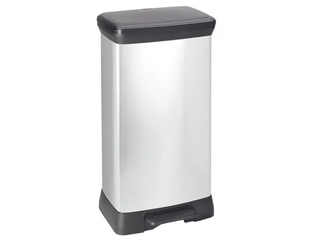 Rechthoekige pedaalemmer Decobin 50 Liter Zilver