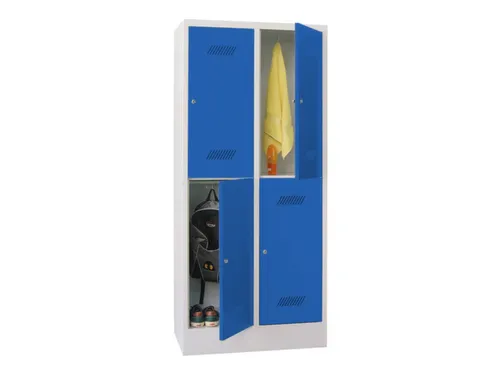 dubbeldekse locker,HxBxD 1850x800x500mm,2x2vak.,RAL7035,front RAL5010