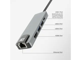 Dockingstation ACT USB-C 4K voor 1 HDMI monitor - 10