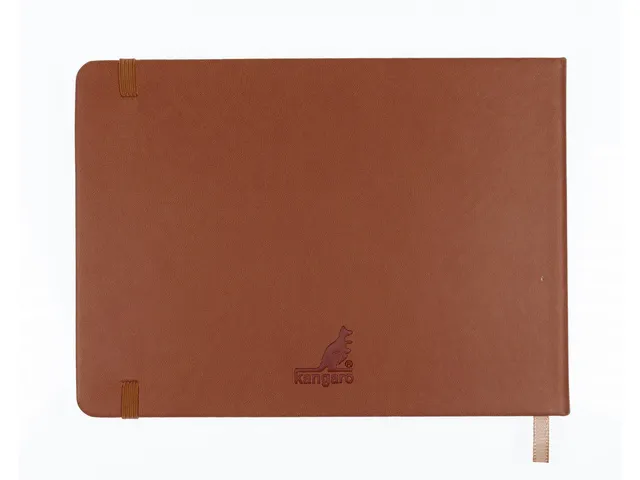 Schetsboek Kangaro A5 landscape cognac PU HC 80 vel 140gr roomwit met
